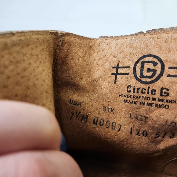 Circle G Size US 7.5 M Womens Leather Round Toe Side Fringe Shortie Boots Tan - Picture 4 of 13